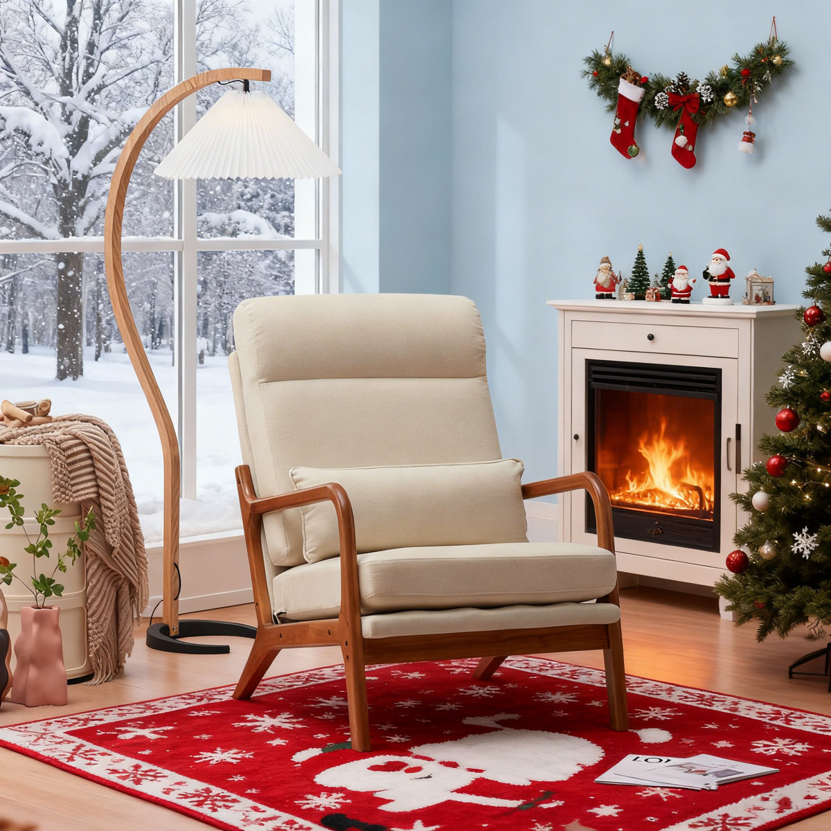 Lemley 25.6" Wide Armchair Solid Wood Accent Chair